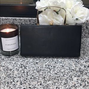 Vintage 1960’s Ande Black Clutch w/ Gold Handle